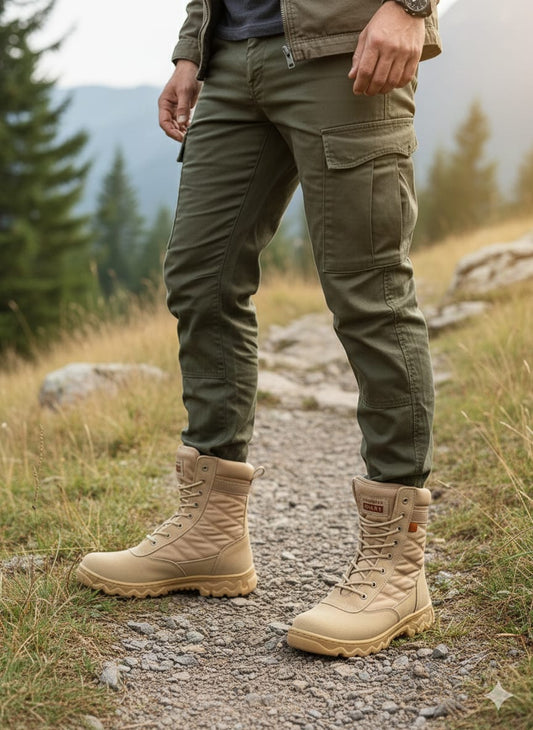 Desert Khaki Tactical Combat Boots with Wzd Sole